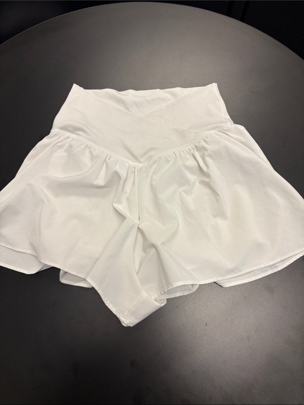 High-Waist White Athletic Skort-Style Shorts
